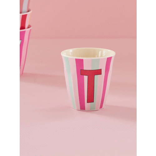 T - Medium Beker - Pinkish Stripes - Multicolor - rice 