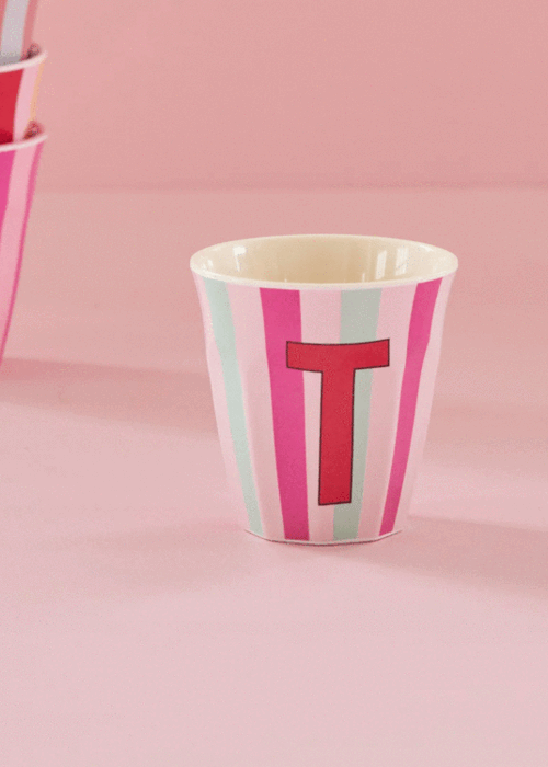 RICE T - Medium Beker - Pinkish Stripes - Multicolor - rice