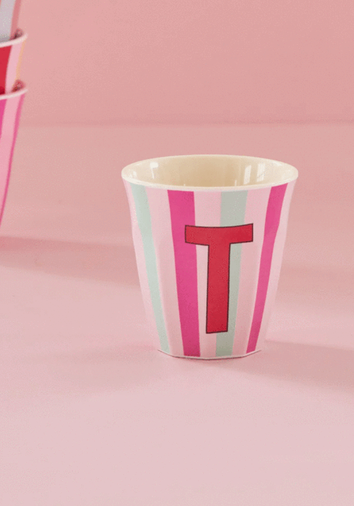 rice - T - Medium Beker - Pinkish Stripes - Multicolor