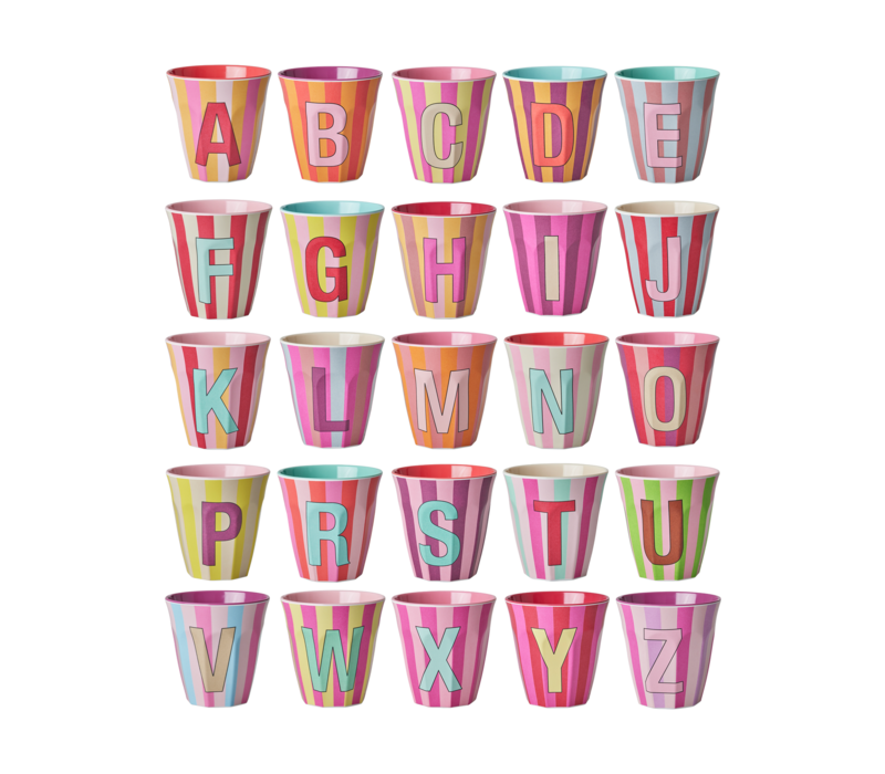 rice - U - Medium Beker - Pinkish Stripes - Multicolor