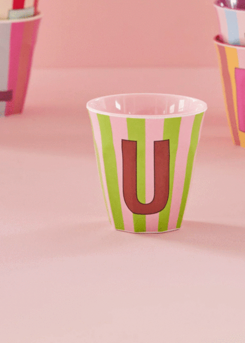 RICE U - Medium Beker - Pinkish Stripes - Multicolor - rice