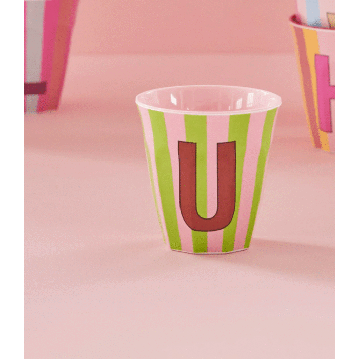 RICE U - Medium Beker - Pinkish Stripes - Multicolor - rice