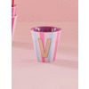 V - Medium Beker - Pinkish Stripes - Multicolor - rice