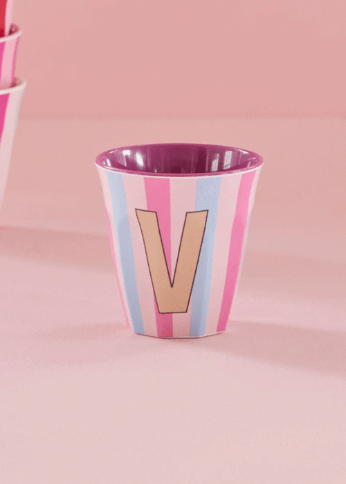 RICE V - Medium Beker - Pinkish Stripes - Multicolor - rice