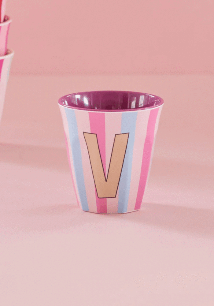 rice - U - Medium Beker - Pinkish Stripes - Multicolor