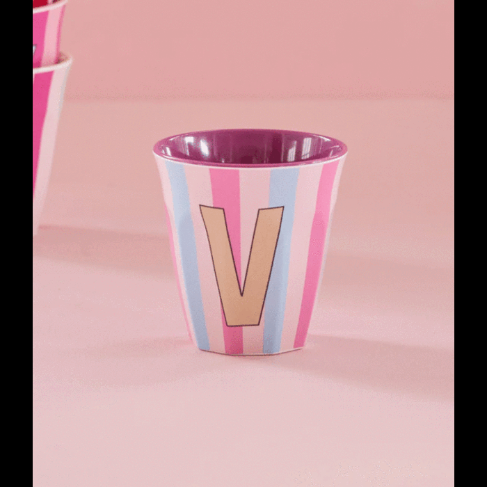 RICE V - Medium Beker - Pinkish Stripes - Multicolor - rice