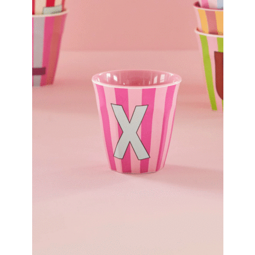 X - Medium Beker - Pinkish Stripes - Multicolor - rice 