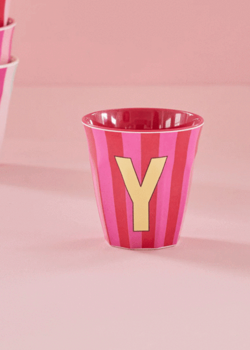 RICE Y - Medium Beker - Pinkish Stripes - Multicolor - rice