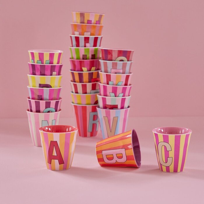 rice - Z - Medium Beker - Pinkish Stripes - Multicolor