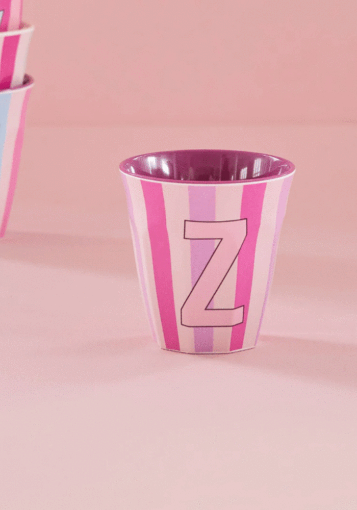 rice - Z - Medium Beker - Pinkish Stripes - Multicolor