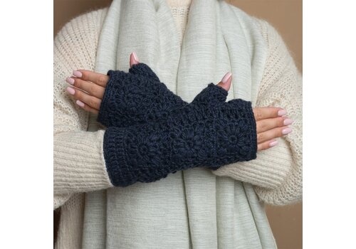 Sjaal met Verhaal Handwarmers Granny Square Donker Blauw - Sjaal met een Verhaal
