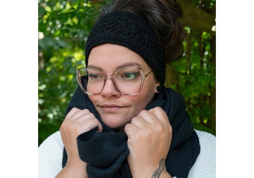 Sjaal met Verhaal Haarband Granny Square Zwart - Sjaal met een Verhaal