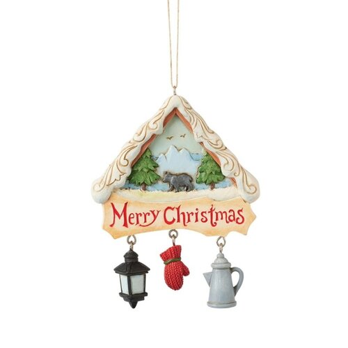 Lodge Scene with Chairs Hanging Ornament - Heartwood Creek 