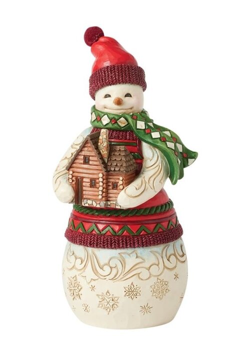Heartwood Creek Lodge Snowman with Log Cabin - Heartwood Creek