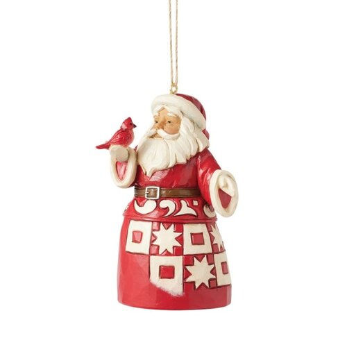 Nordic Noel Santa with Cardinal Hanging Ornament - Heartwood Creek 