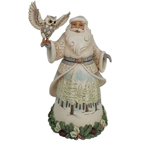 Santa's Woodland Messenger (White Woodland Santa with Owl) - Heartwood Creek 