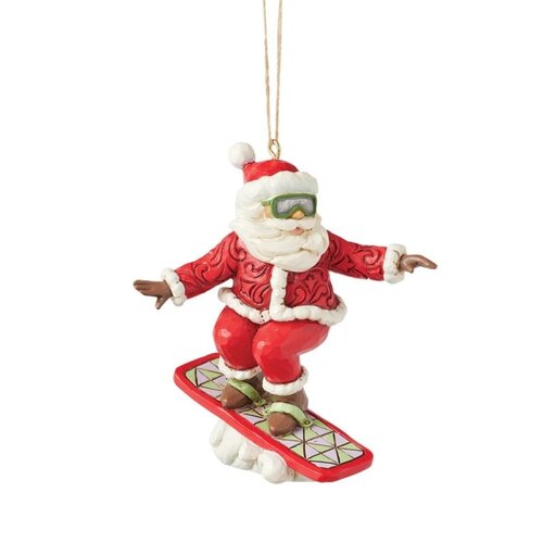 Snowboarding Santa Hanging Ornament - Heartwood Creek 