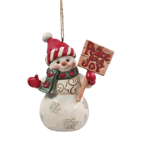 Snowman with Peace & Joy Sign Hanging Ornament (PRE-ORDER) - Heartwood Creek 