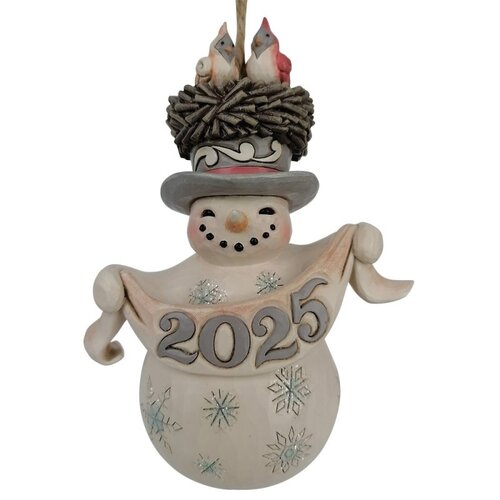 White Woodland 2025 Snowman Hanging Ornament - Heartwood Creek 