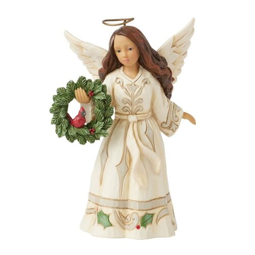 White Woodland Angel with Cardinal - Heartwood Creek 