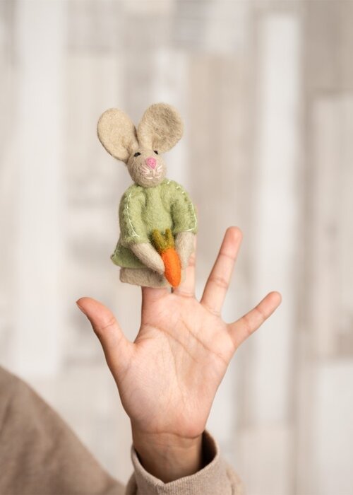 Sjaal met Verhaal Vingerpopje Funny Bunny Wortel - Sjaal met een Verhaal