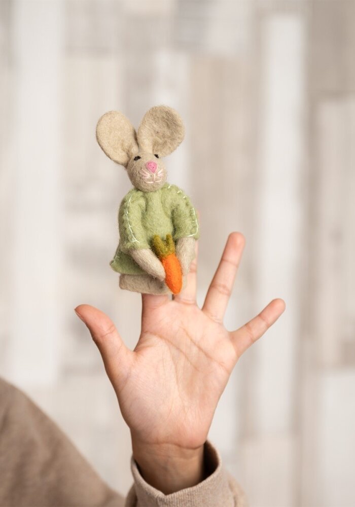 Sjaal met een Verhaal - Vingerpopje Funny Bunny Wortel