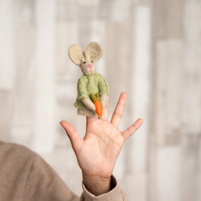 Sjaal met Verhaal Vingerpopje Funny Bunny Wortel - Sjaal met een Verhaal