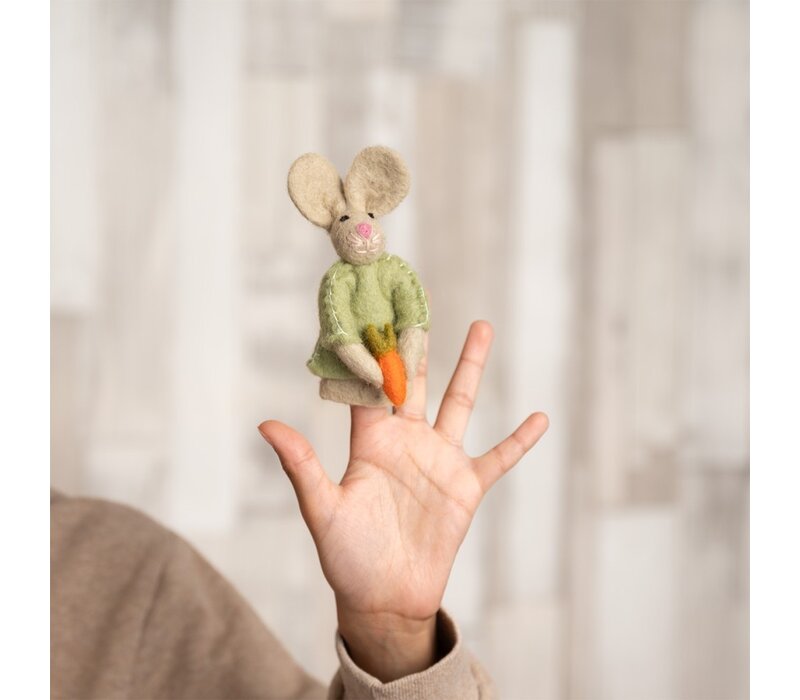 Sjaal met een Verhaal - Vingerpopje Funny Bunny Wortel