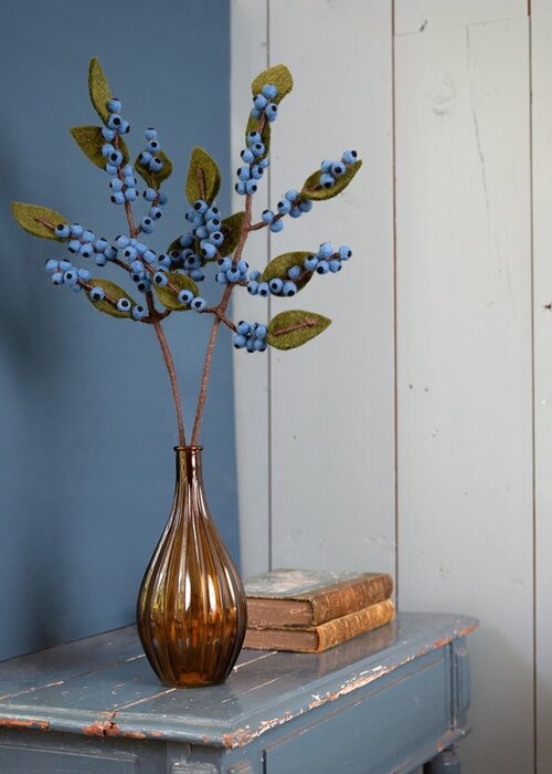 Sjaal met Verhaal Bloem: Tak: Blauwe Bes - Sjaal met een Verhaal