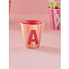 A - Medium Beker - Pinkish Stripes - Multicolor - rice