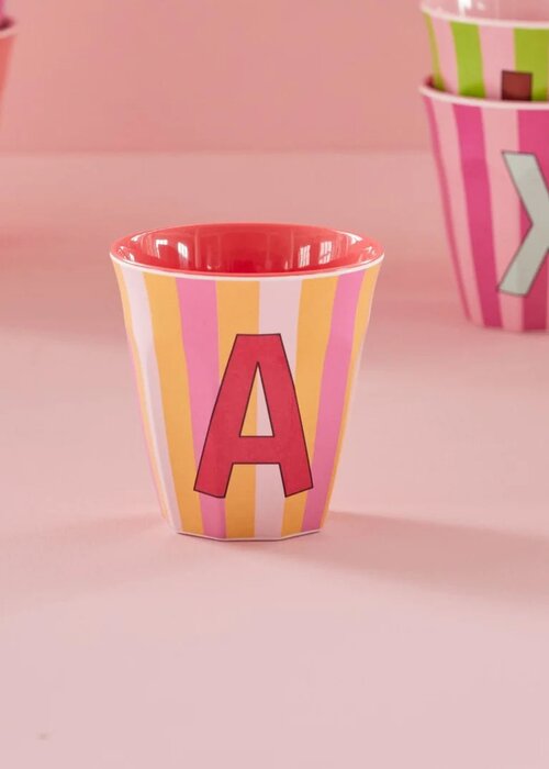 RICE A - Medium Beker - Pinkish Stripes - Multicolor - rice