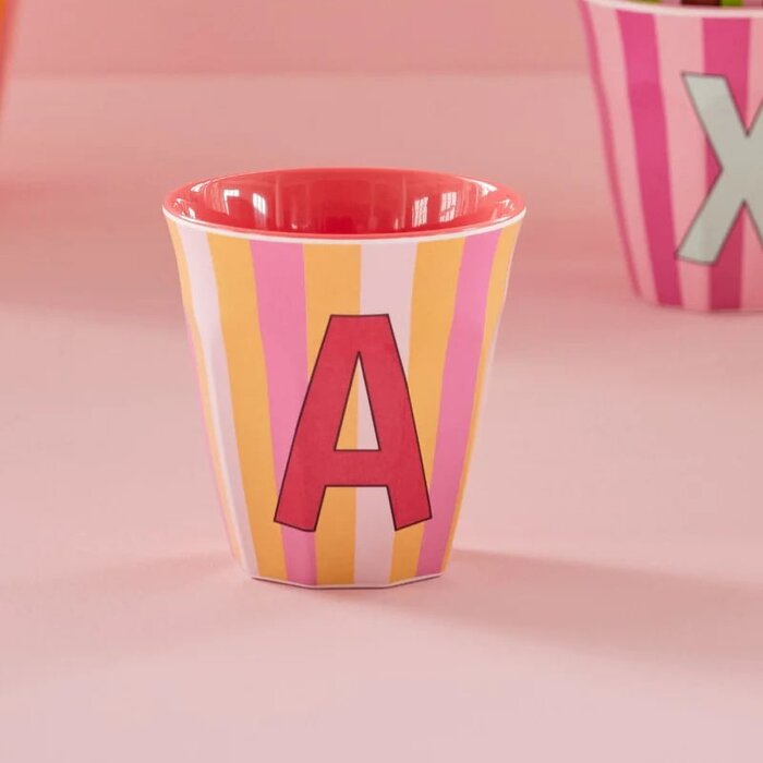 RICE A - Medium Beker - Pinkish Stripes - Multicolor - rice