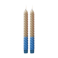 rice - Gedraaide LED-kaarsen - Zand en blauw (set van 2)