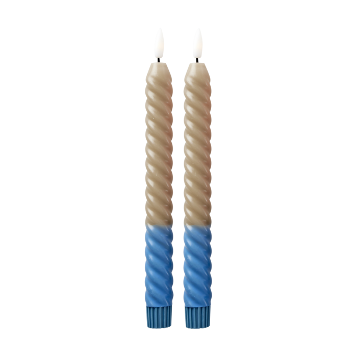 RICE - LED-kaarsen - Zand en blauw (set van 2)