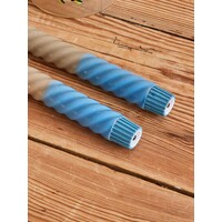 rice - Gedraaide LED-kaarsen - Zand en blauw (set van 2)