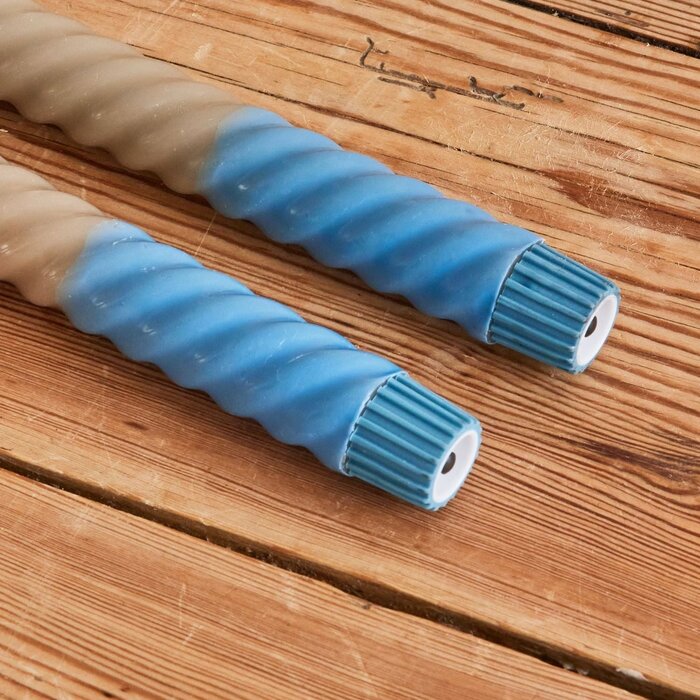 rice - Gedraaide LED-kaarsen - Zand en blauw (set van 2)