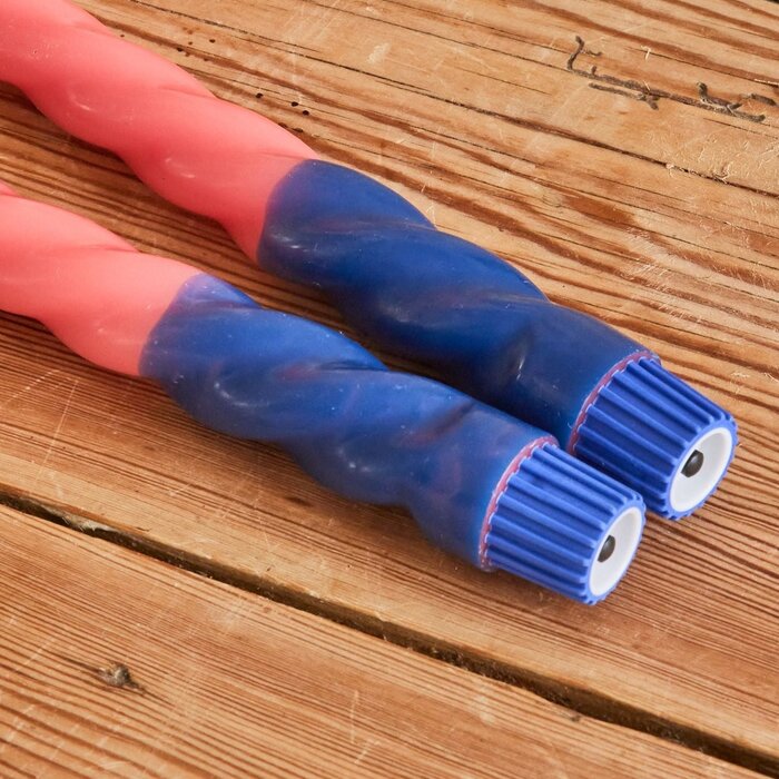 rice - Gedraaide LED-kaarsen - koraal en marineblauw (set van 2)