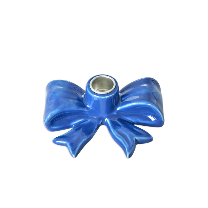 RICE Strik Keramiek Kandelaar klein - Blauw - rice