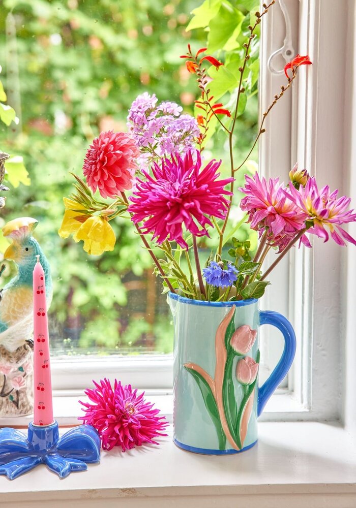 rice - Strik Keramiek Kandelaar klein - Blauw