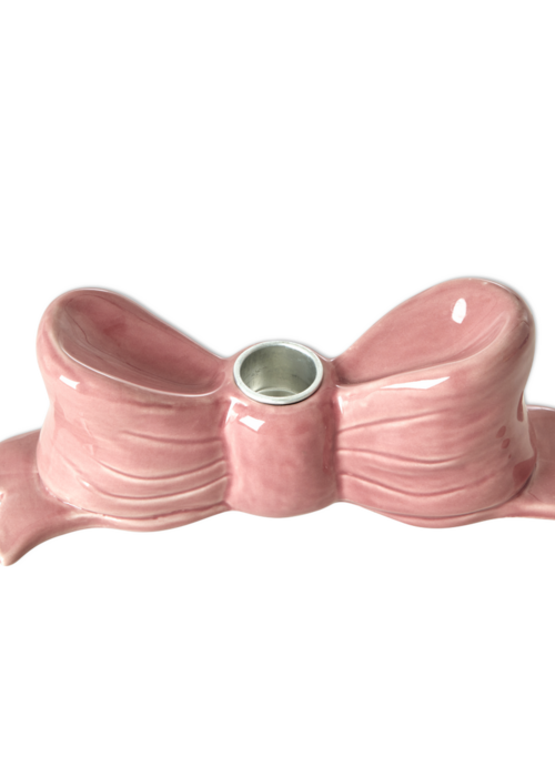 RICE Strik Keramiek Kandelaar groot - Roze - rice