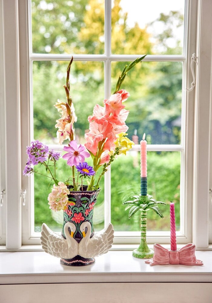 rice - Strik Keramiek Kandelaar groot - Roze