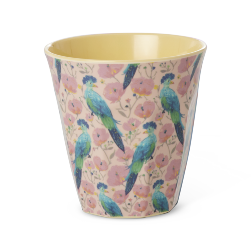 Middelgroot Beker - Exotic Bird Print - rice  Middelgroot Beker - Exotic Bird Print - rice