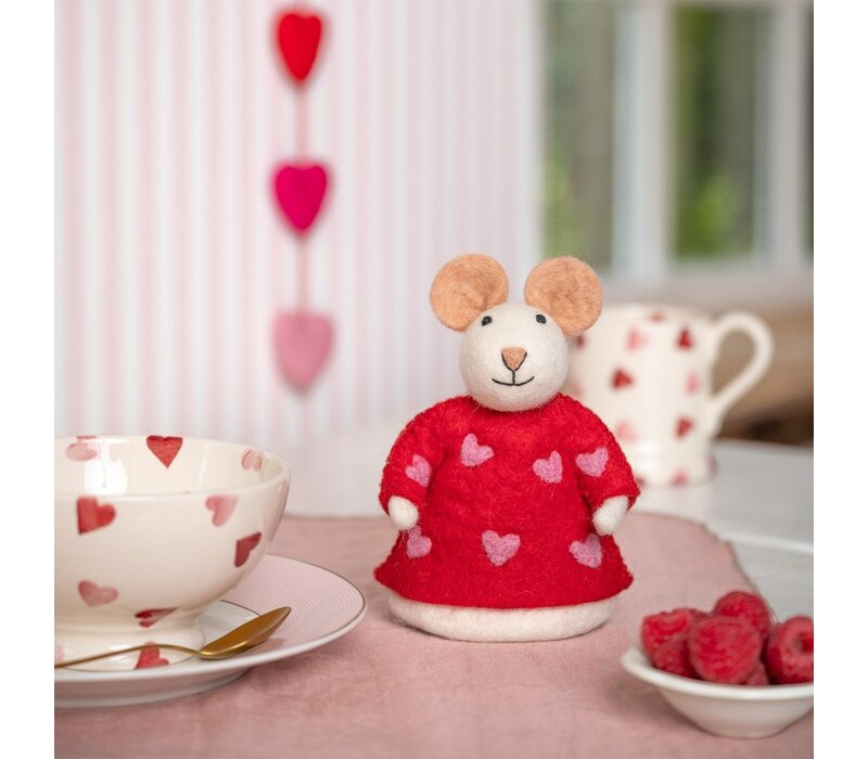 Sjaal met een Verhaal - Decoratie Muis Sweetheart Rood