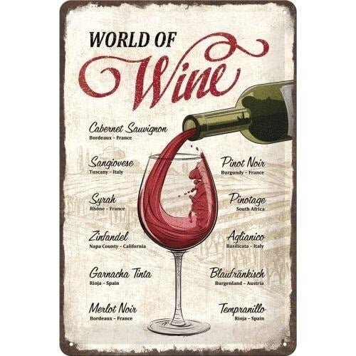World of Wine Tin Sign - Nostalgic Art 