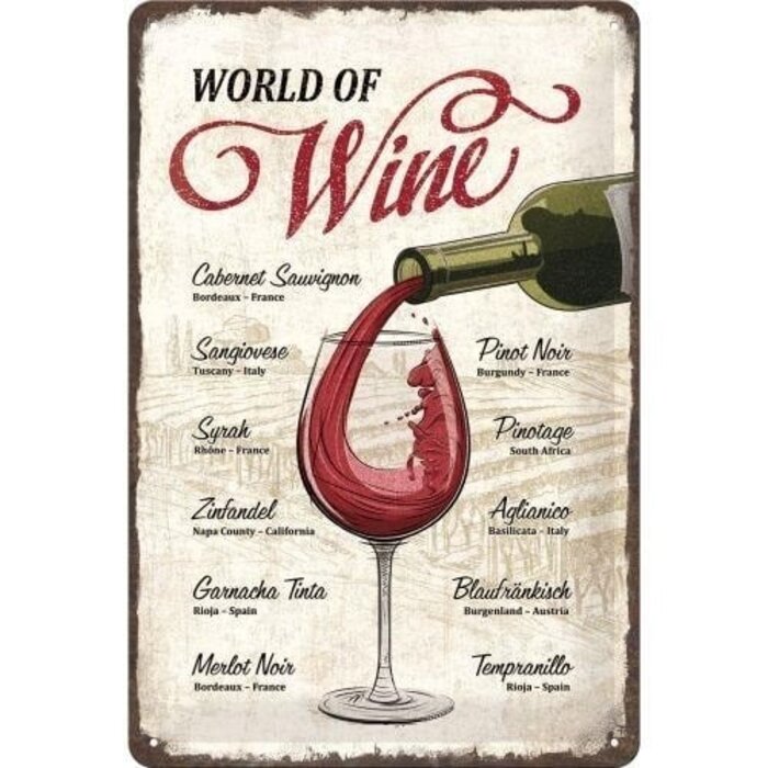 Nostalgic Art - World of Wine Metalen Wandbord