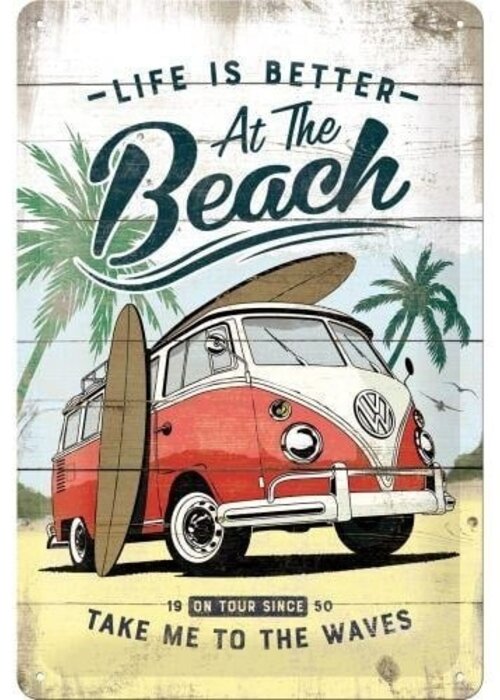 Nostalgic Art VW Bulli Beach Tin Sign - Nostalgic Art