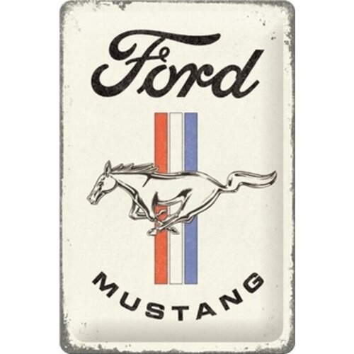 Ford Mustang - Horse & Stripes LogoTin Sign - Nostalgic Art 