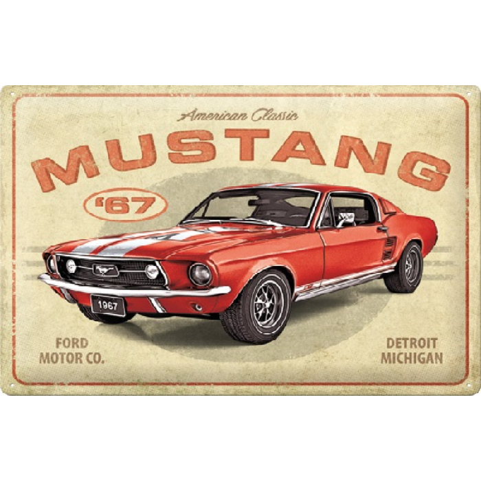 Nostalgic Art Ford Mustang Metalen Wandbord - GT 1967 Red - Nostalgic Art