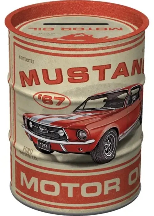 Nostalgic Art Money Box Oil Barrel Ford Mustang - GT 1967 Motor Oil- Nostalgic Art