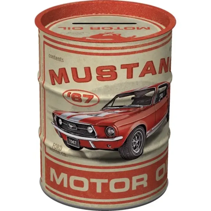 Nostalgic Art Money Box Oil Barrel Ford Mustang - GT 1967 Motor Oil- Nostalgic Art